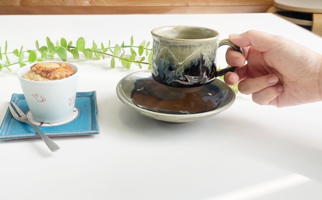 金子窯】多々良焼／コーヒー碗皿 ※お好きな技法をお選びください