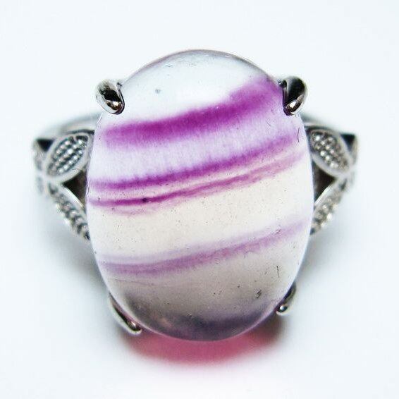 フローライト リング 蛍石 指輪 フリーサイズ 17号 一点物 メール便可 [M便 1/20] 115-7104