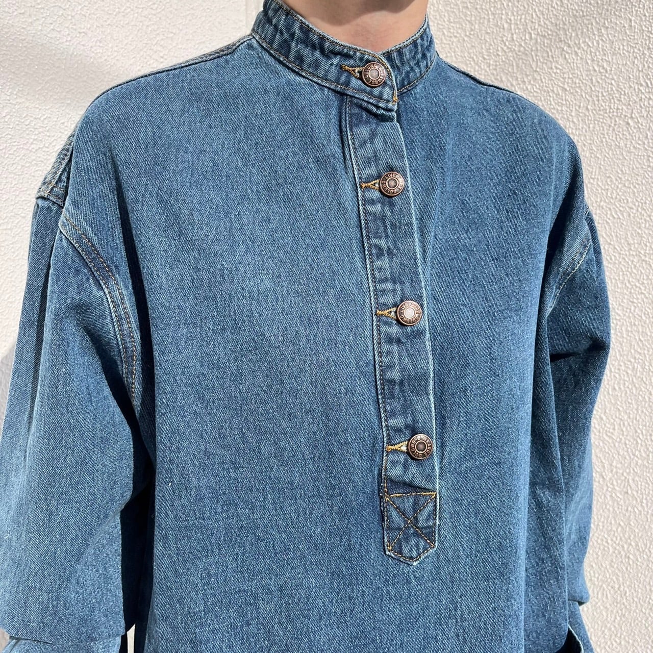 ボトルネックデザインデニムワンピース_LN0828