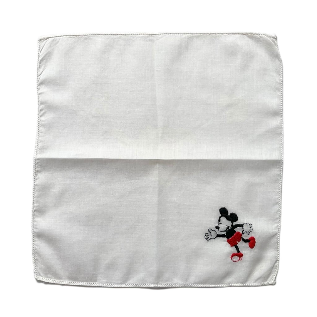 【レア】1940s Disney ミッキー刺繍 ヴィンテージハンカチ