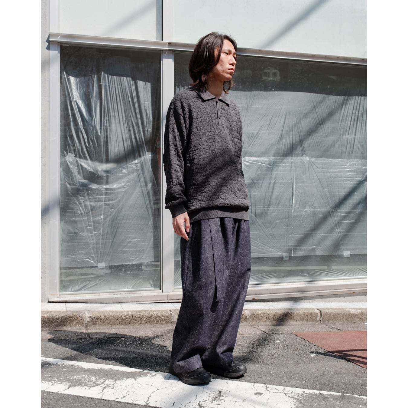 Blanc YM] (ブランワイエム) BL-25S-KLPS Knit Long Polo Shirts