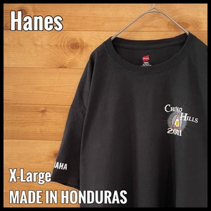 【Hanes】バックプリント Tシャツ チノヒルズ 遺跡 ワンポイントロゴ YAMAHA XL ビッグサイズ US古着