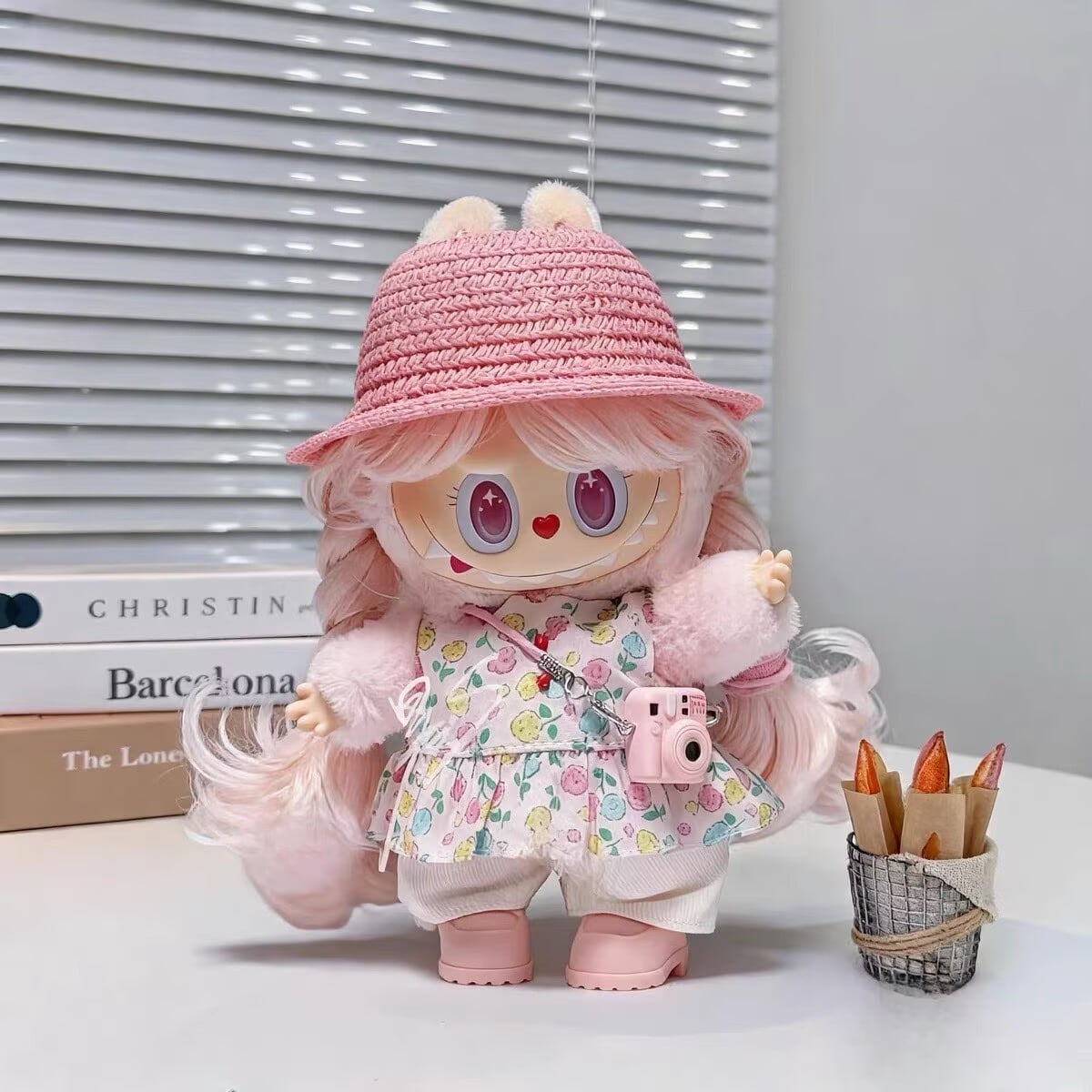 Labubu 1-3世代用 カジュアル 夏 花柄ワンピース+パンツ+帽子+チャーム