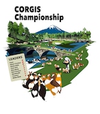 No.2021-Towel-022（ハンドタオル） :      コーギーのゴルフチャンピオンシップ　ハンドタオル