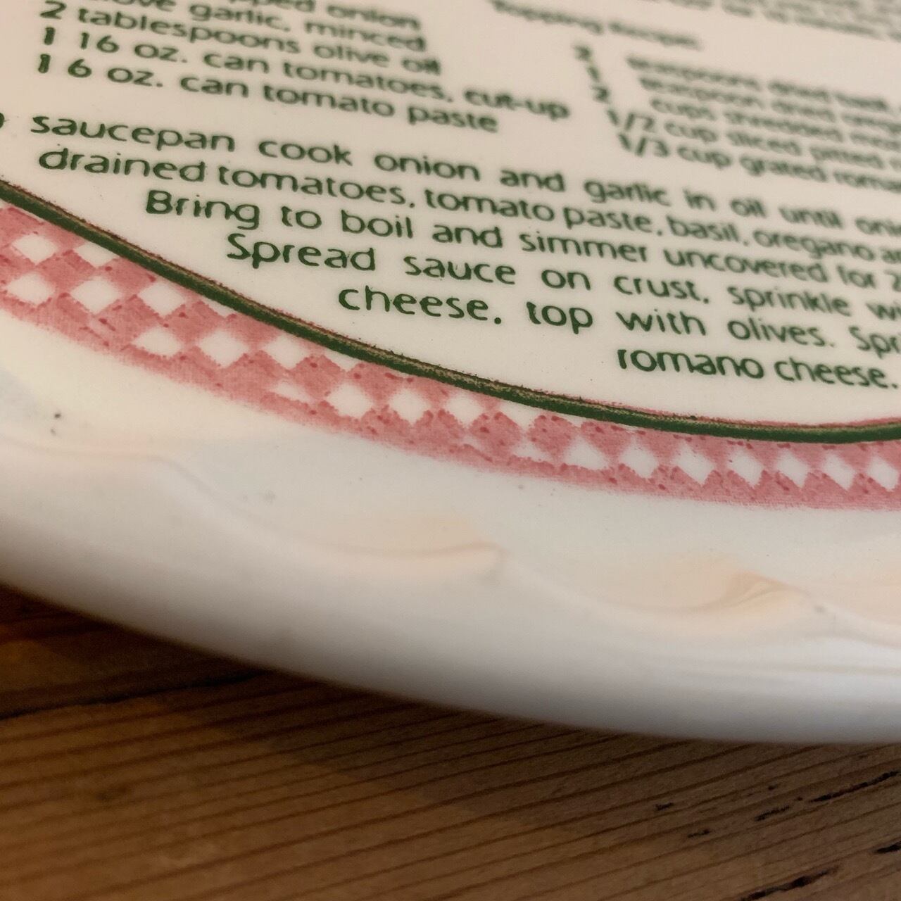ビンテージ プレート Vintage Pizza Recipe Plate Royal China社