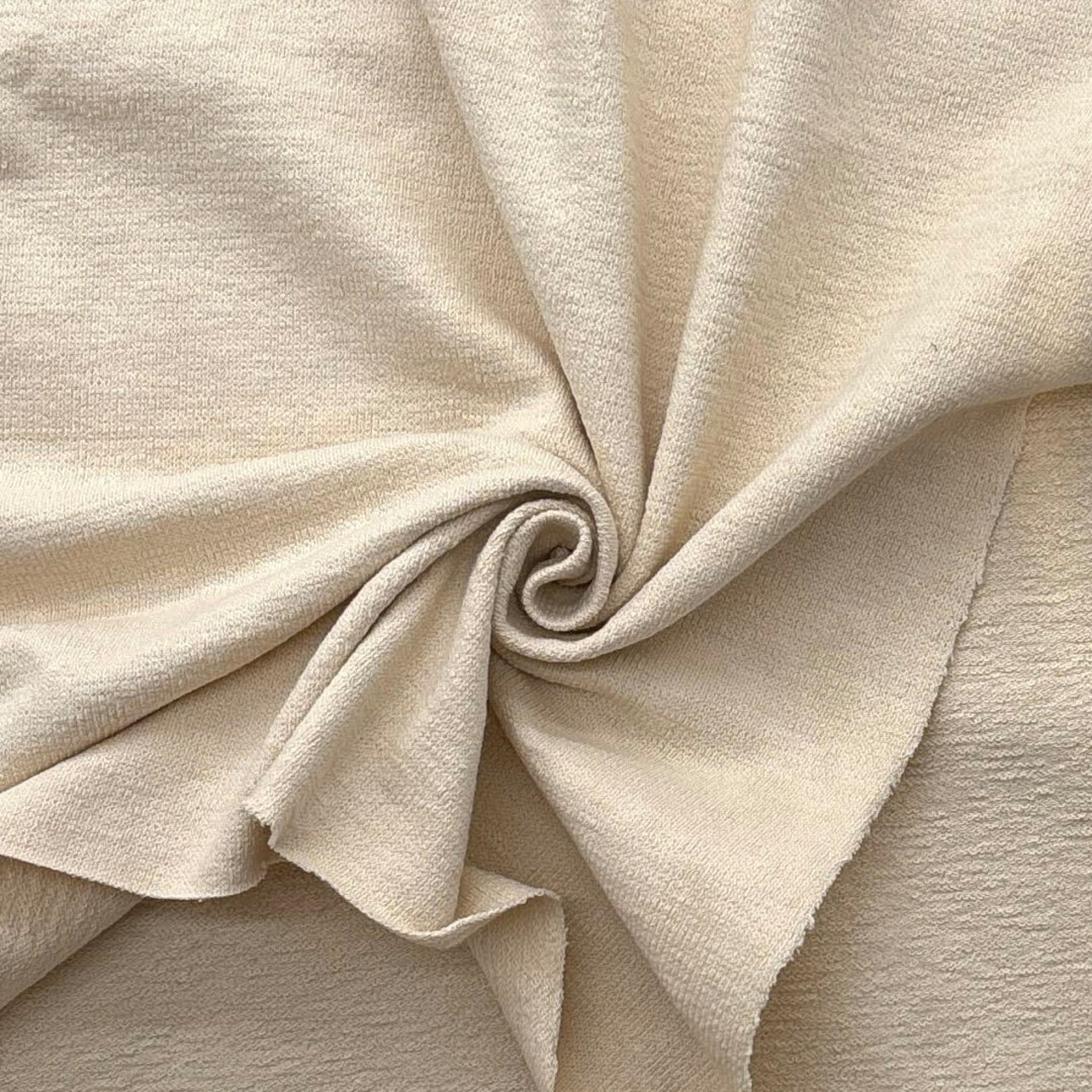 ★NY094◆2m◆綿100%ヴィンテージ加工ミニミニ裏毛調ニット生地◆生成り