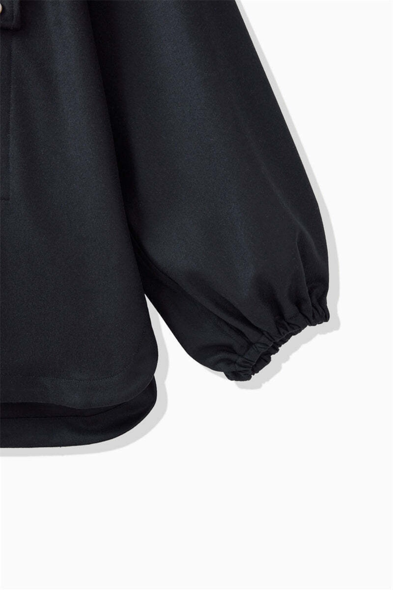 FOURAM - WOOL ANORAK HOODIE ：Black｜ウール／ワッシャー加工／マットフェイス