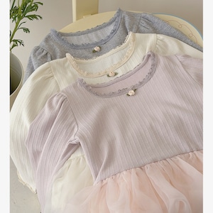春韓国風チュールTシャツ