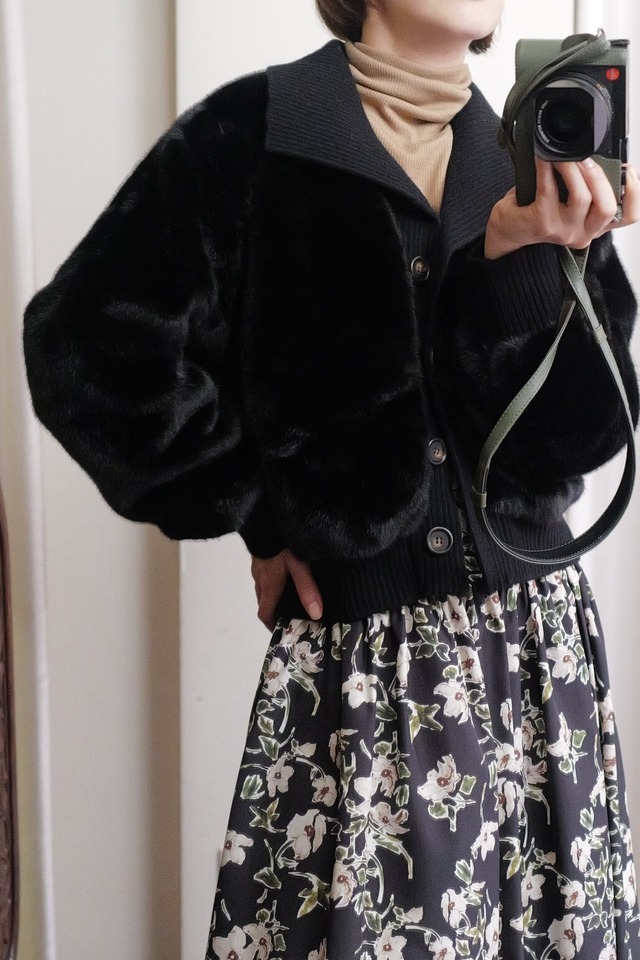 fake fur blouson black