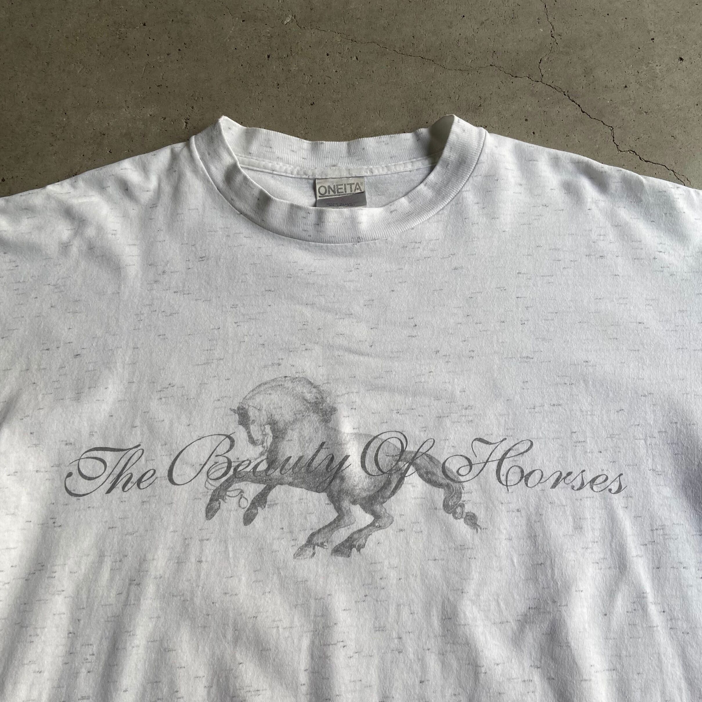 USA製 90年代 the beauty of horses アニマル ロゴプリント Tシャツ 