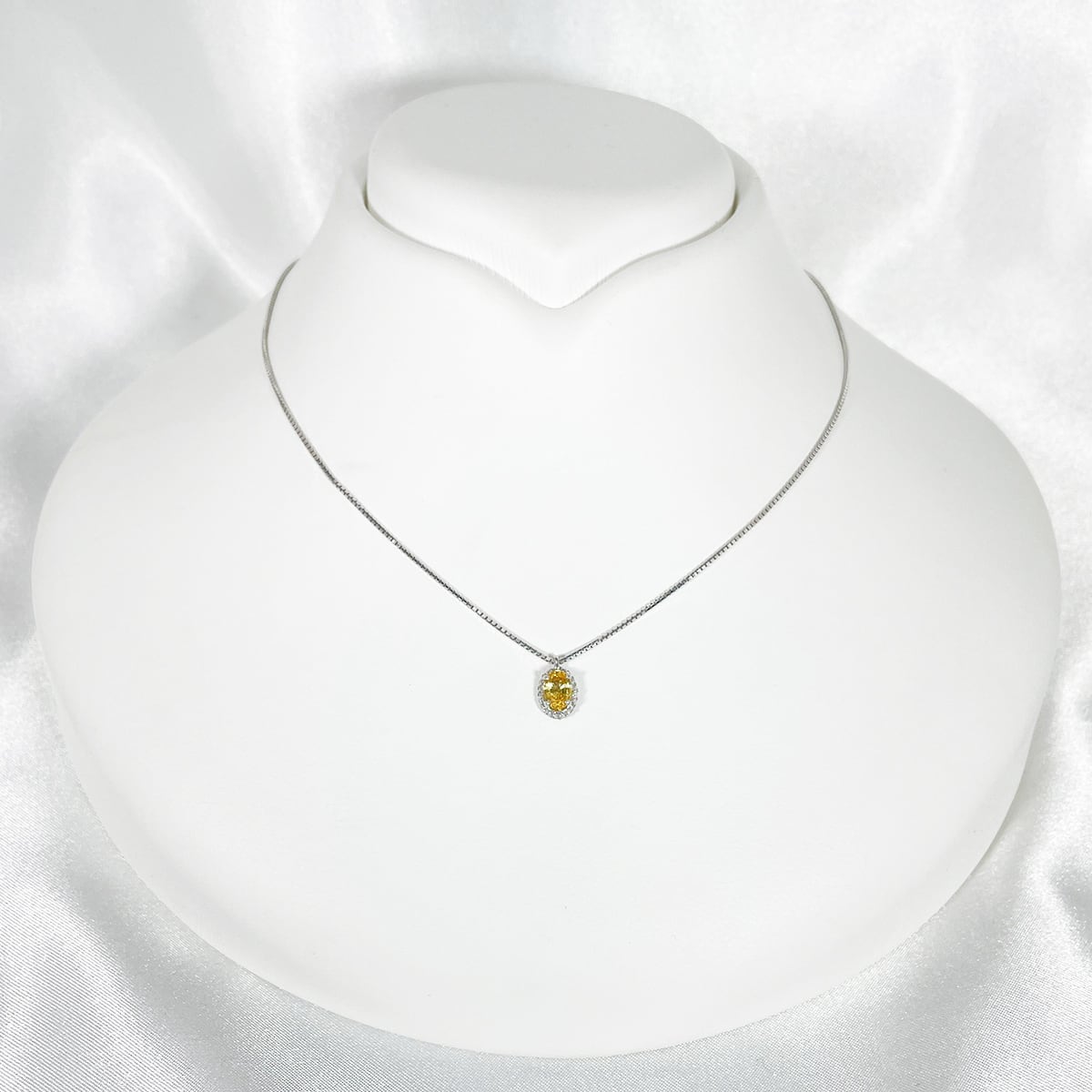K18wg 天然イエローサファイア 0.57ct タイヤ 0.09ctネックレス  