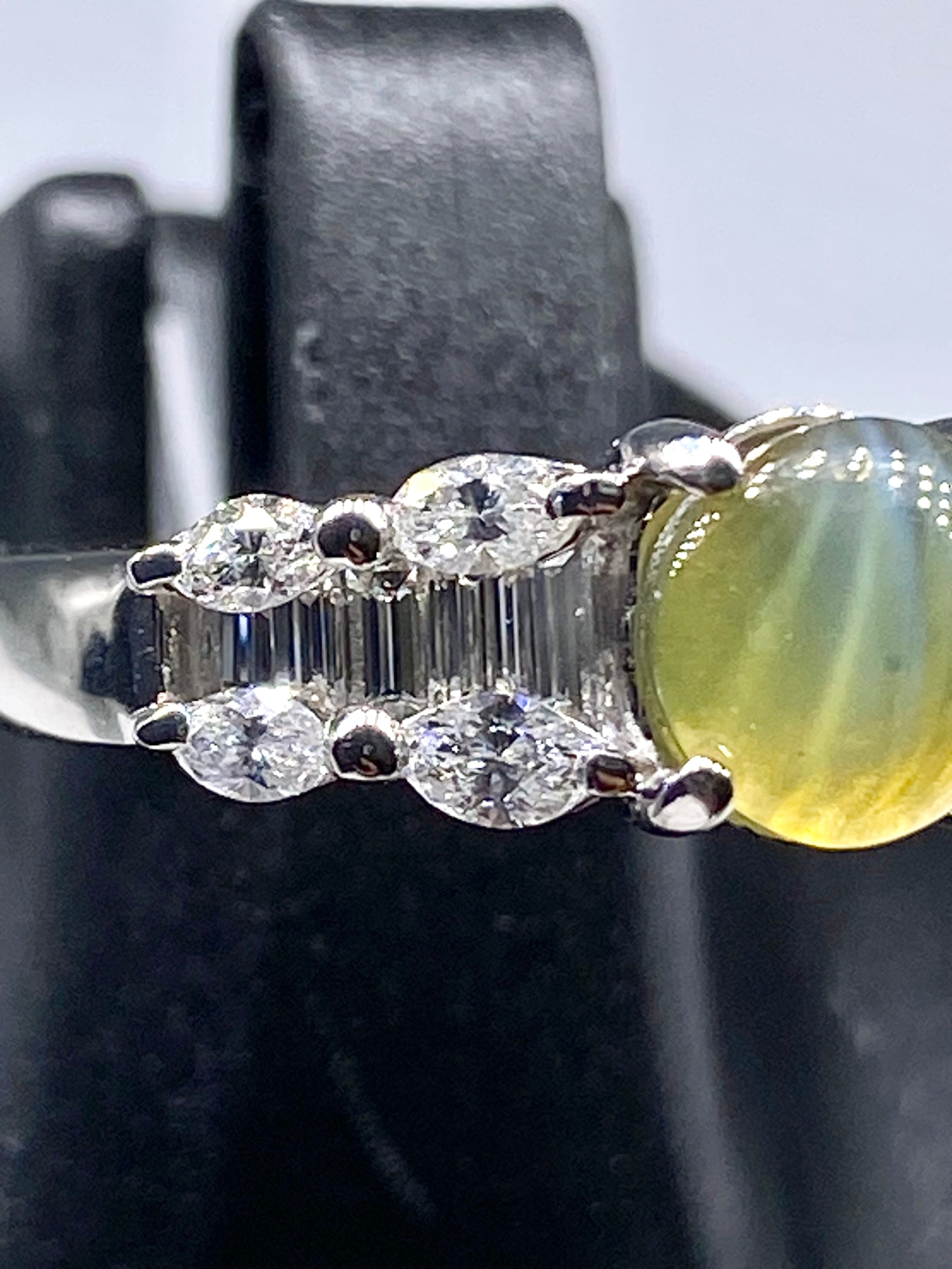 クリソベリルキャッツアイ 1.66ct / ダイヤモンド 計0.72ct Pt900
