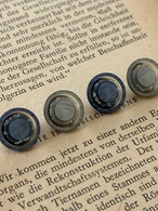 13mm Japanese Vintage ボタン ブラック シルバー／ライトブルー  グリッター マーブル調 樹脂ボタン レトロ アクセサリーパーツ