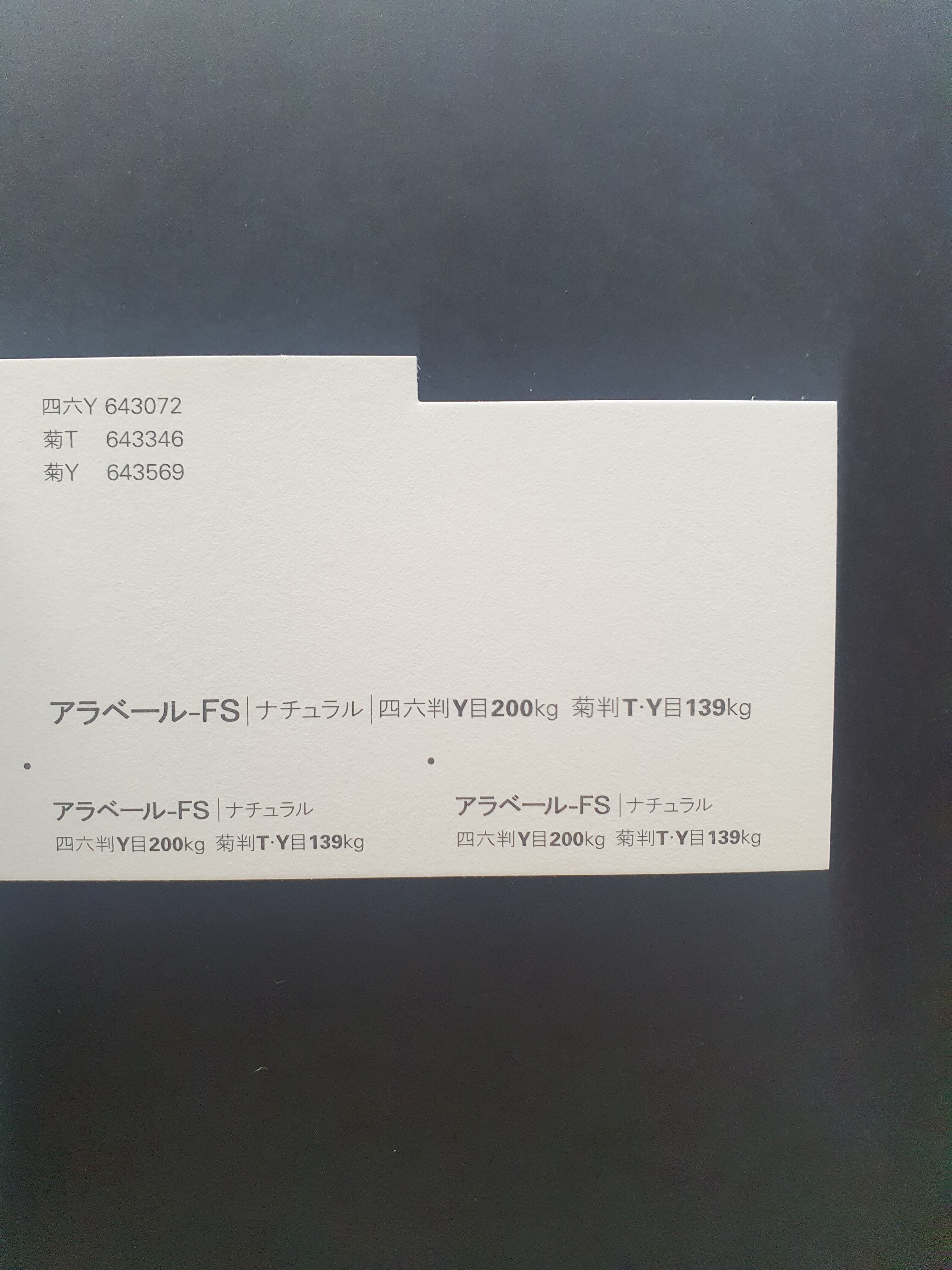 市販 アラベール-FS 200kg ナチュラル A4 1枚