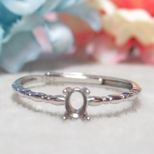 アウトレット4×3㎜ ティンパターン S925 リング台 SV