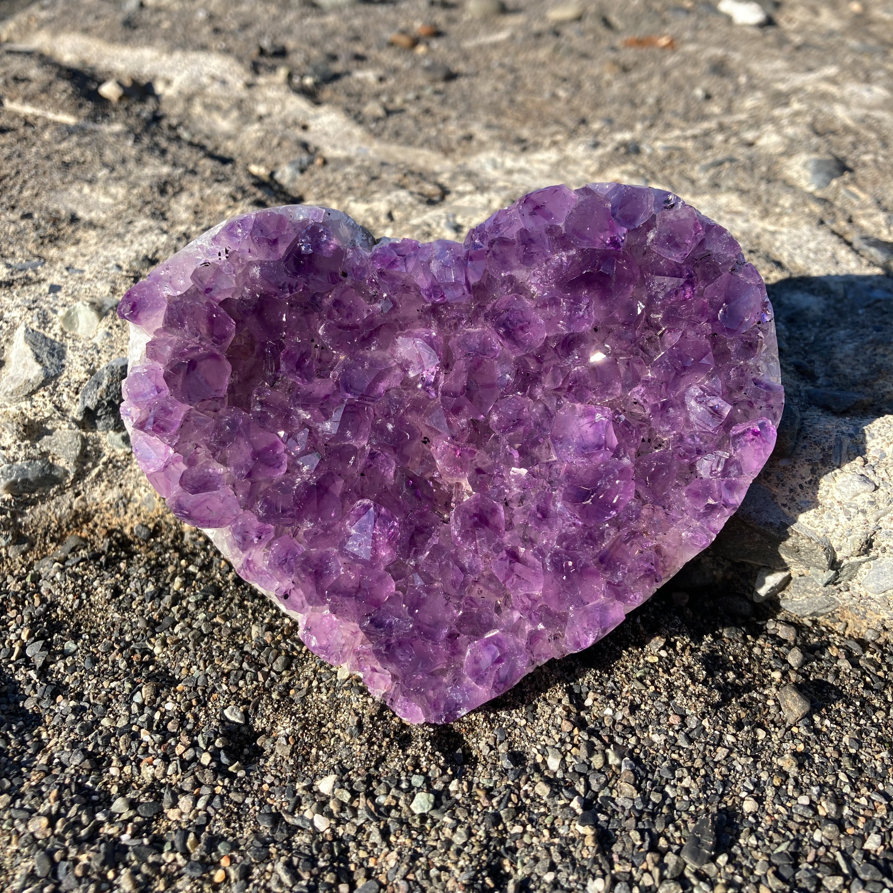 稀少な アメジスト紫水晶 ハート原石 ネックレス