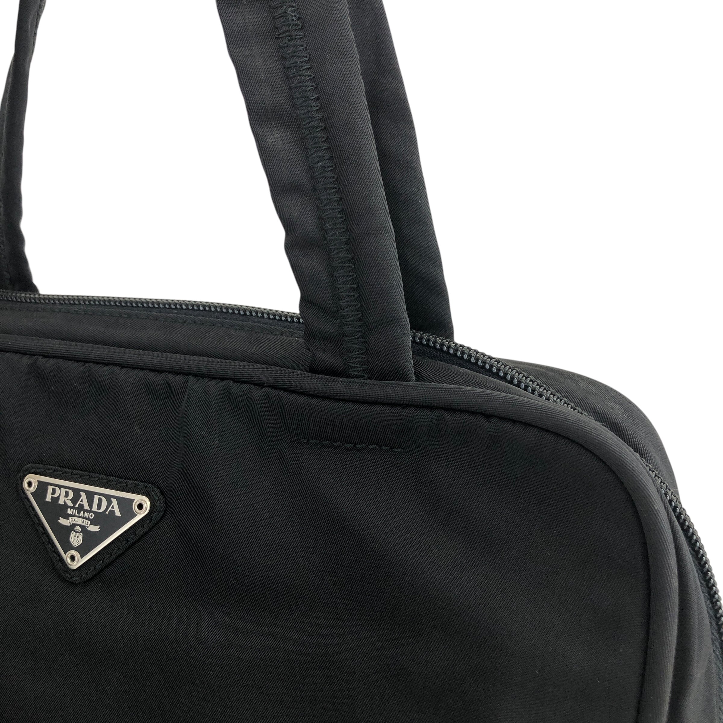 PRADA プラダ   ハンドバッグ ブラック トライアングルロゴ ナイロン ミニボストン vkstir PRADA プラダ ハンドバッグ ブラック トライアングルロゴ ナイロン