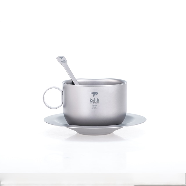 Keith チタンコーヒーカップ＆ソーサー（スプーン付き）Titanium Coffee Cup with Saucer and Spoon  Ti3601 