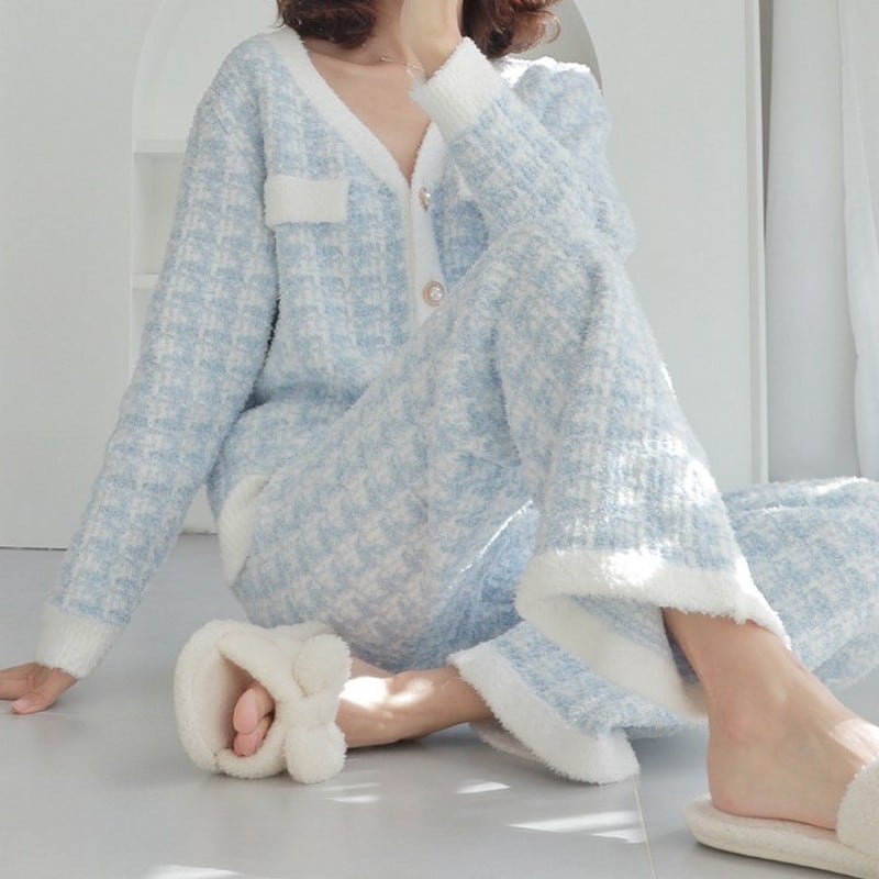 【ワンサイズ】ツイード風ルームウェア