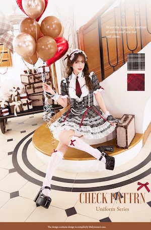 クリムゾンタイチェックコスチューム （オリジナルコスプレ8点セット＞【Malymoon/マリームーン】