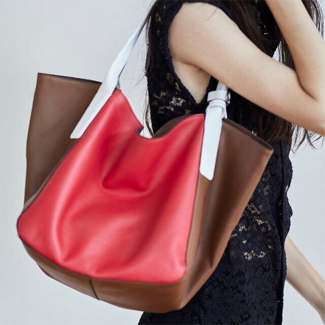 "DIM-SUM" TOTE BAG - RED × BROWN