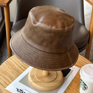 つば広ブラウンバケットハット 2type W10103