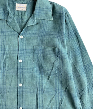 Vintage 60s L Rayon check shirt -ARROW-