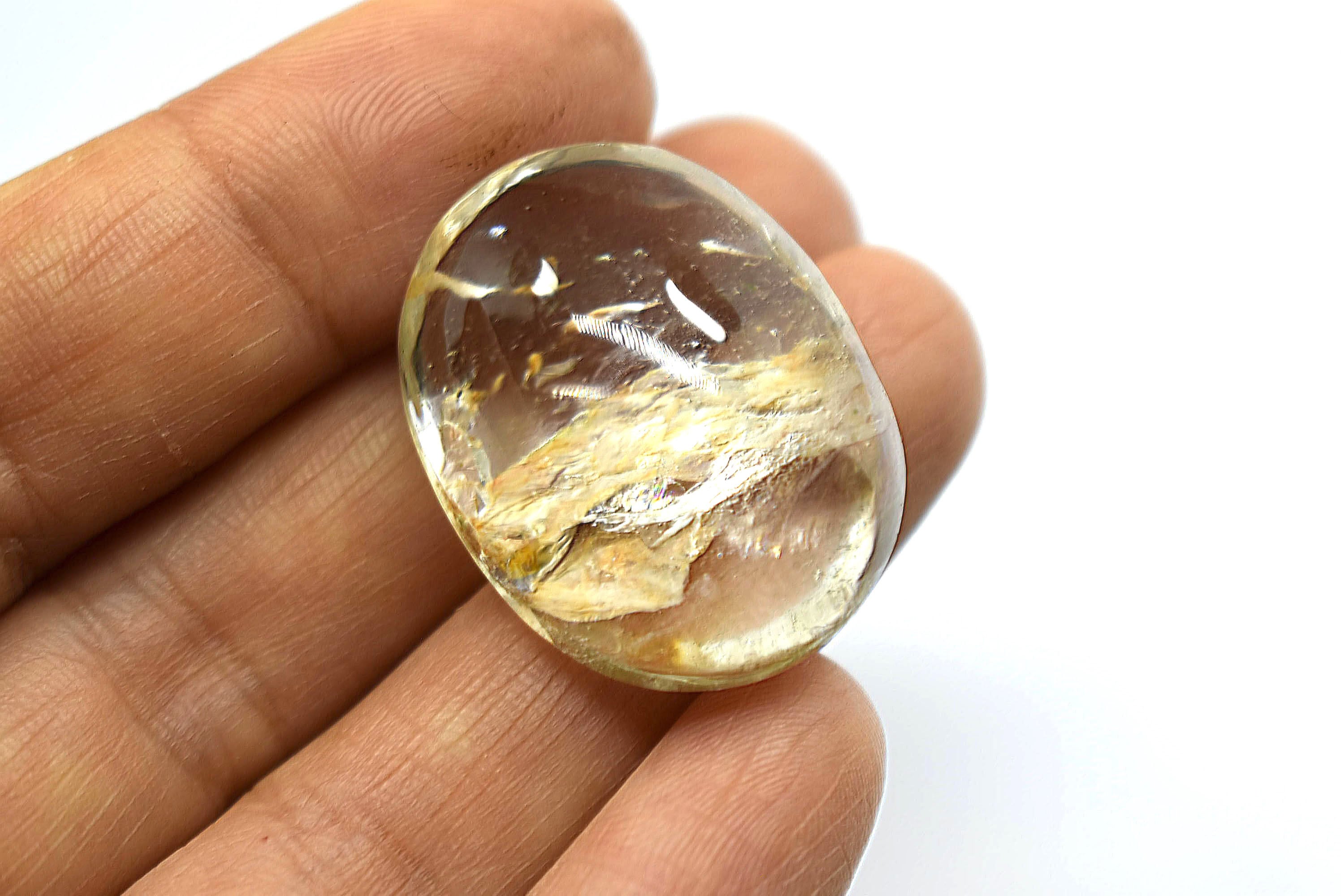 天然石 水晶 カービング 巻き貝 虹入り No.1311 天然石 水晶