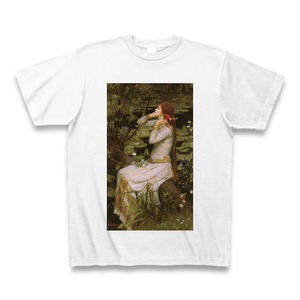 オフィーリア（1894年）（ジョン・ウィリアム・ウォーターハウス）：厳選名画Tシャツコレクション（ホワイト・絵画 M サイズ）・世界の美術作品名画グッズ【安心の送料込・税込】