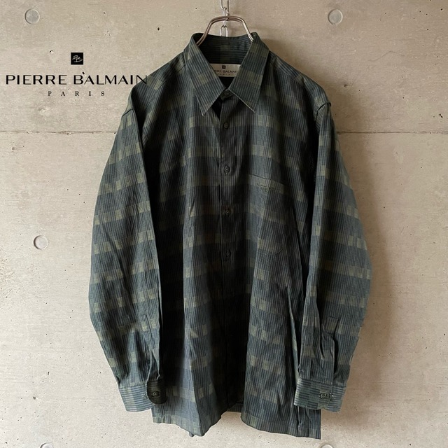 【PIERRE BALMAIN】design embroidery patterned shirt(lsize)0326/tokyo