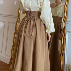 【送料無料】 ロングスカート 2色 マキシ丈 フレア Aライン ハイウエスト 編み上げ レースアップ コルセット風 薄手 かわいい 大人可愛い きれいめ カジュアル 大人 上品 おしゃれ お洒落 レトロ こなれ感 ラフ 抜け感 レディライク ガーリー フェミニン 無地 秋 10代 20代 30代 40代 レディース 女性用 ママ服 デート お出かけ お呼ばれ 休日 アウトドア お茶会 女子会 授業参観 誕生日会 着回し 普段使い ファッション コーデ スタイル 楽ちん 体型カバー 定番 着痩せ 垢抜け