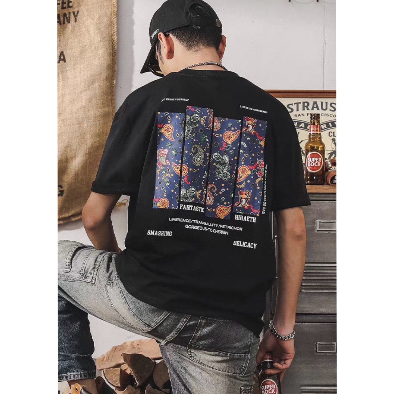 Paisley panel back print tee 1397 - 8