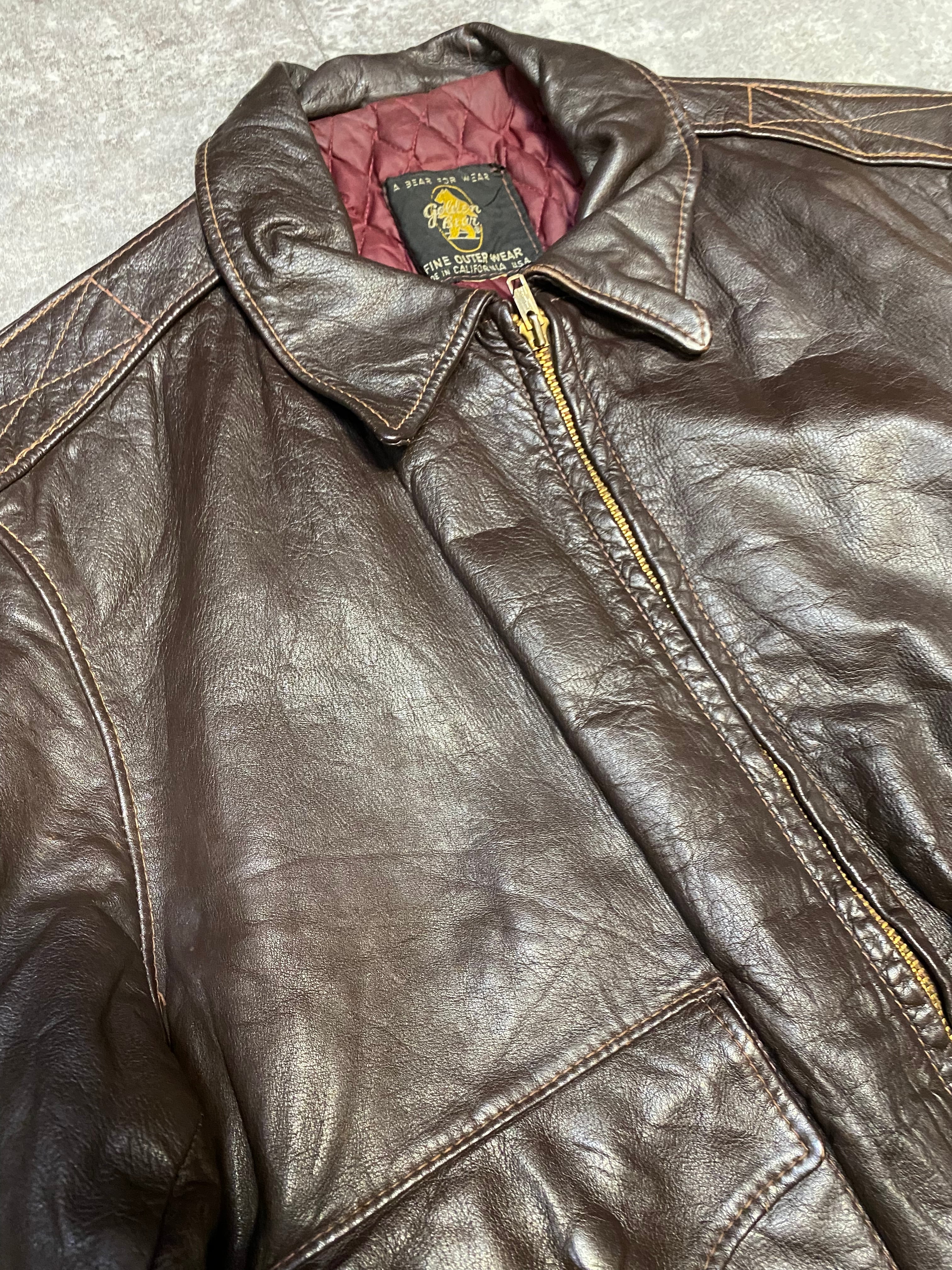 70s GOLDEN BEAR A-2 リプロダクト made in USA レザージャケット