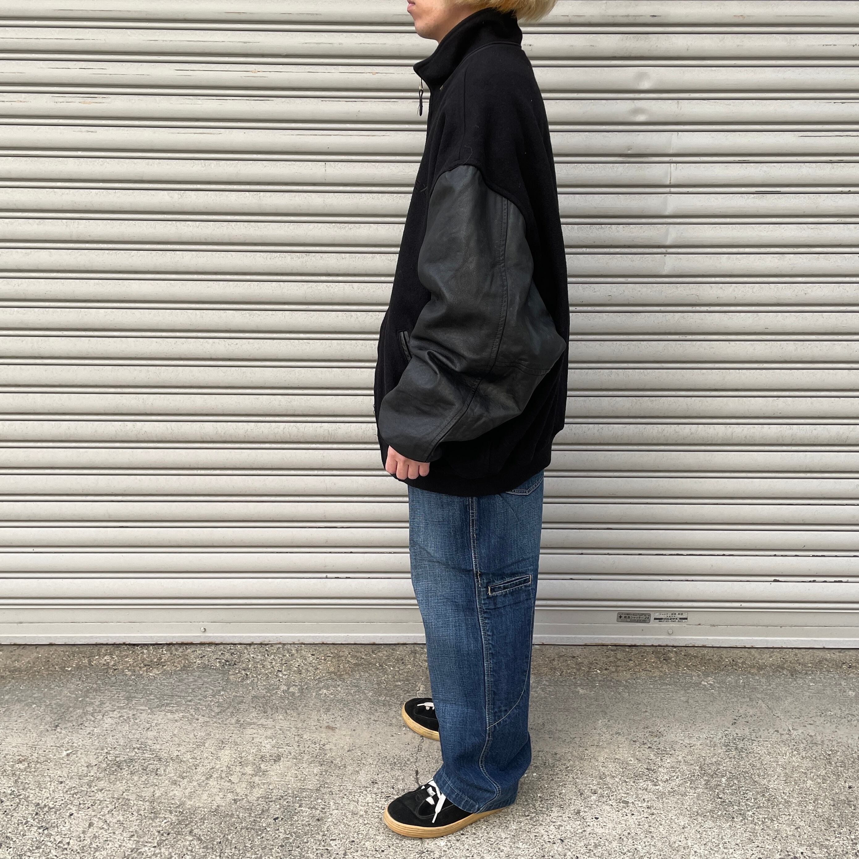 送料無料』USA製 AVIREX スタジャン 本革 ブラック 5XL ビッグサイズ 