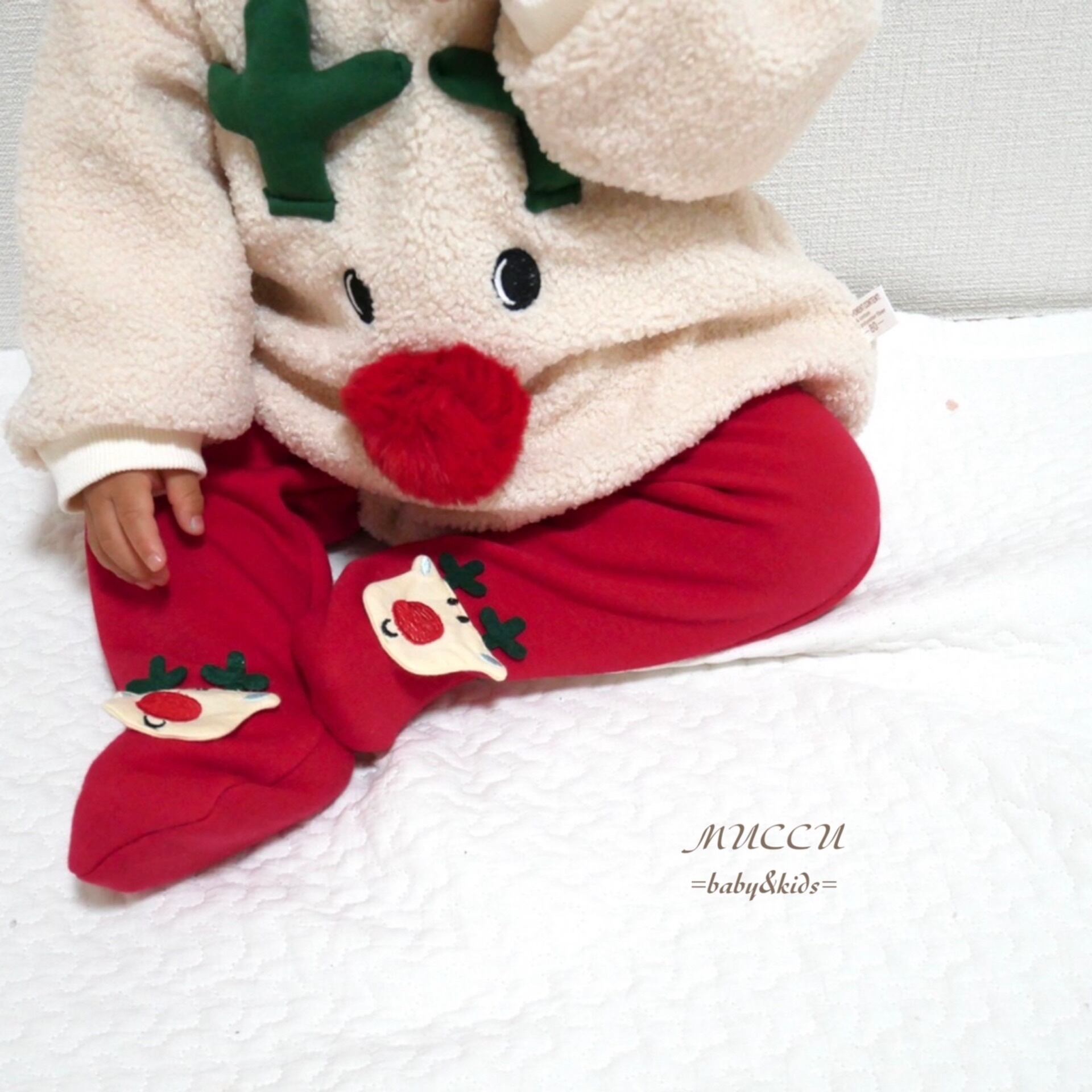 送料無料！【予約販売】裏地暖か〜い☆ 可愛いセット トナカイ