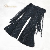 ベリーダンス 衣装 まとめ売り 全2点 セット ズボン パンツ フレアパンツ Ms.belly 黒 レース 花柄 練習 レッスン 伸縮 ストレッチ メッシュ生地 ボトムス かわいい 華やか ダンス衣装 ブラック系