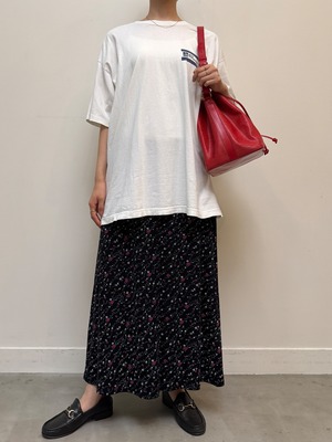 SK13-3 USED FLOWER SKIRT -BLACK×PINK-
