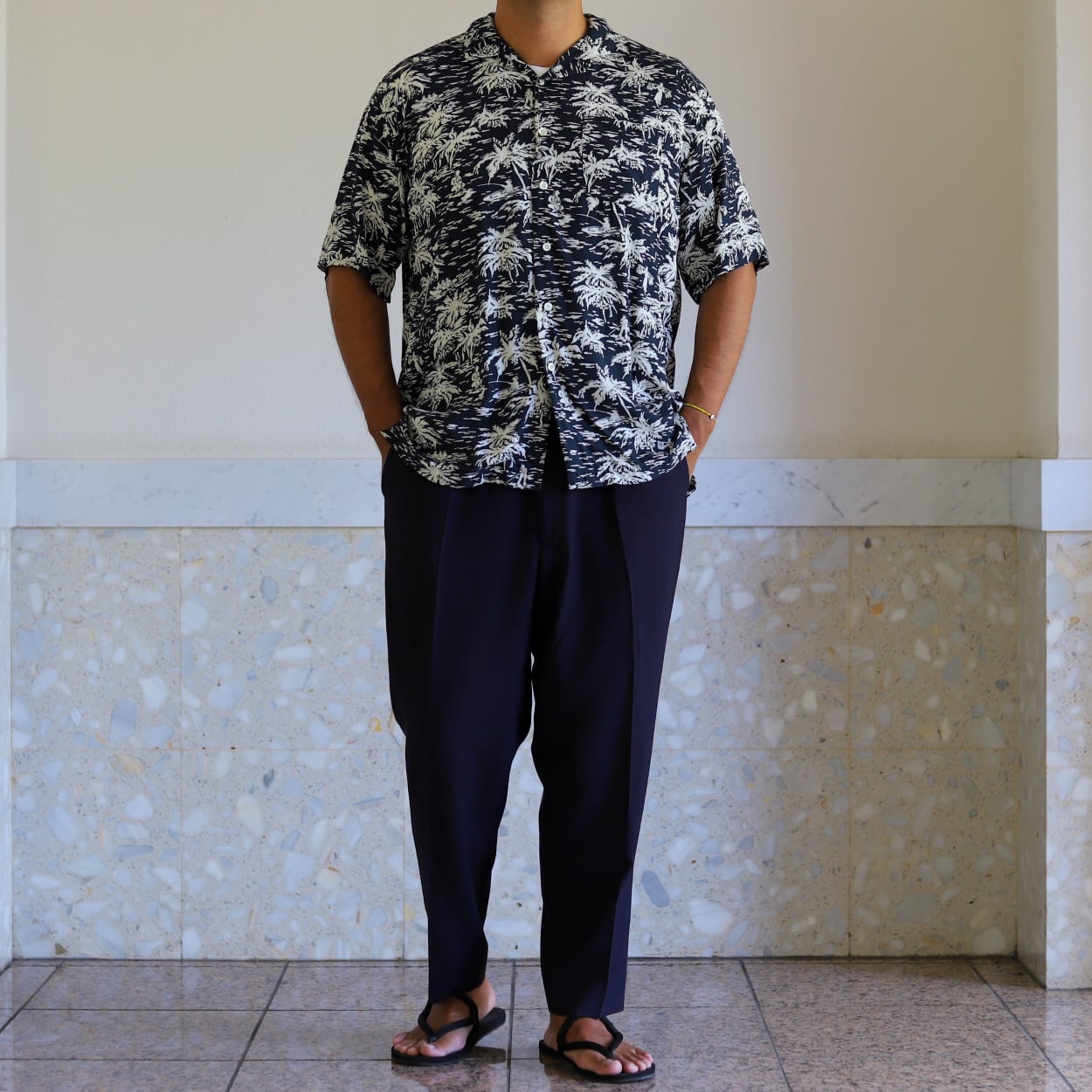 未使用】90s Ralph Lauren special rayon open collar shirt big size