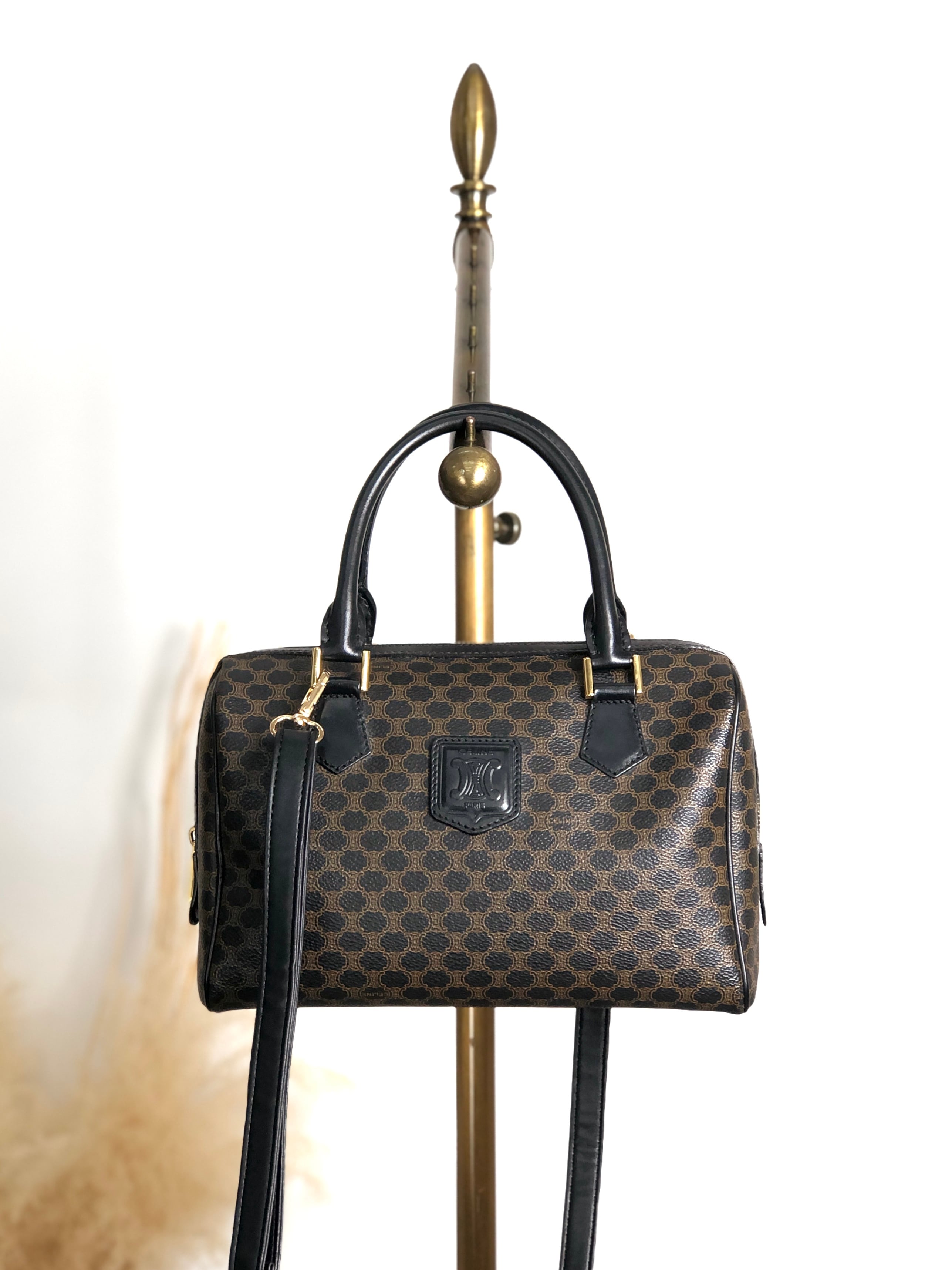 CELINE セリーヌ マカダム PVC レザー クラッチバッグ ブラック