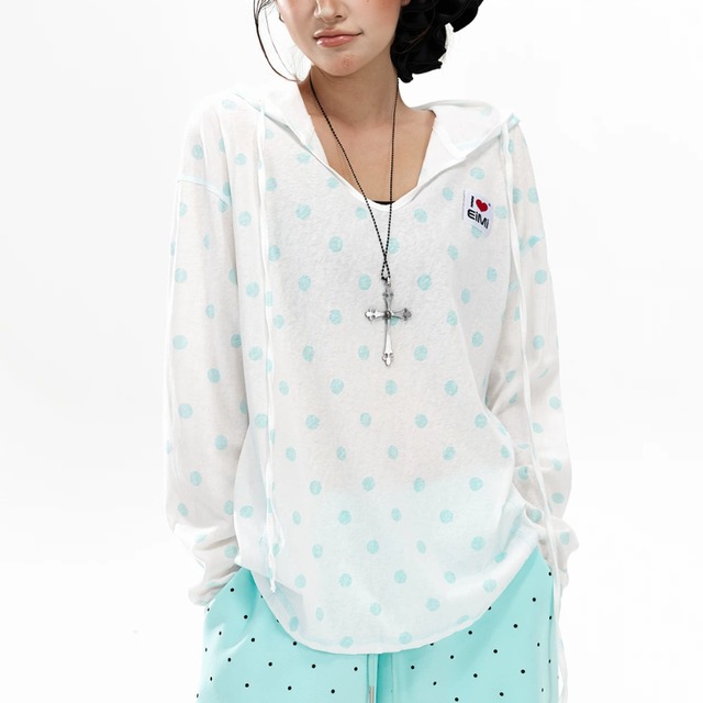 dot sheer hoodie　ドットシアーフーディー　J2123