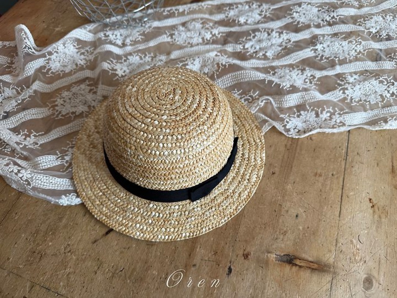 [Oren] Ribbon-banded Hat / Cap / [오렌] 리본띠밀집모자