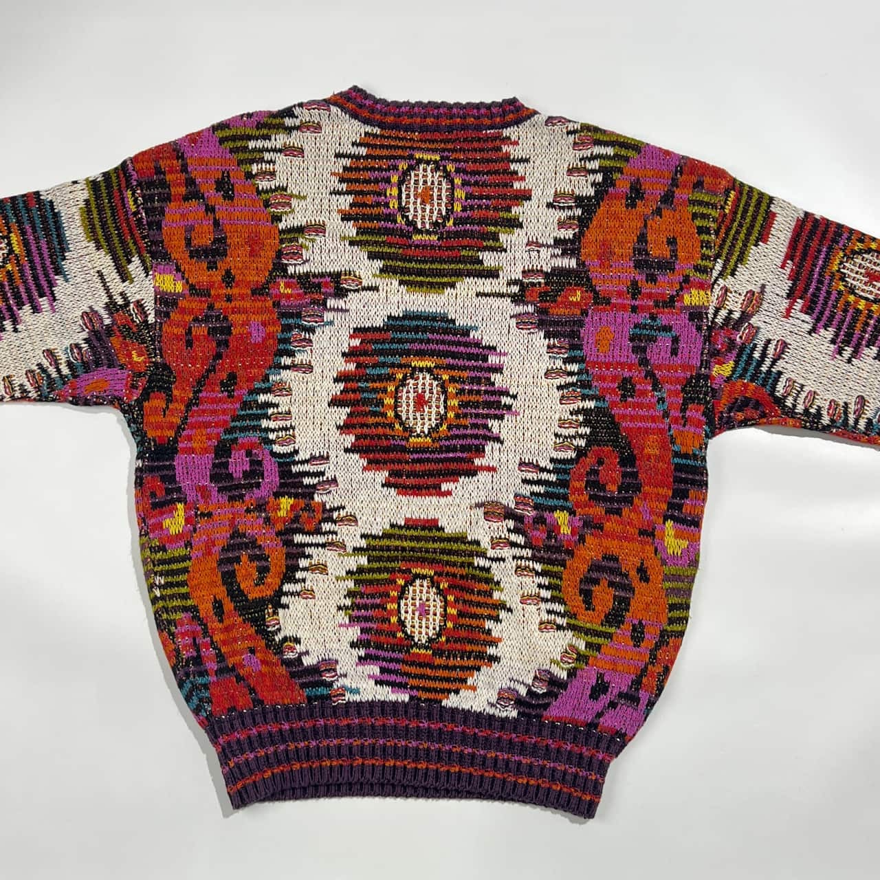 90s シルク混 FICCE フィッチェ ヨシユキコニシ 総柄 派手柄 ニット セーター /マルチカラー系 メンズ ドン小西 ビンテージ
