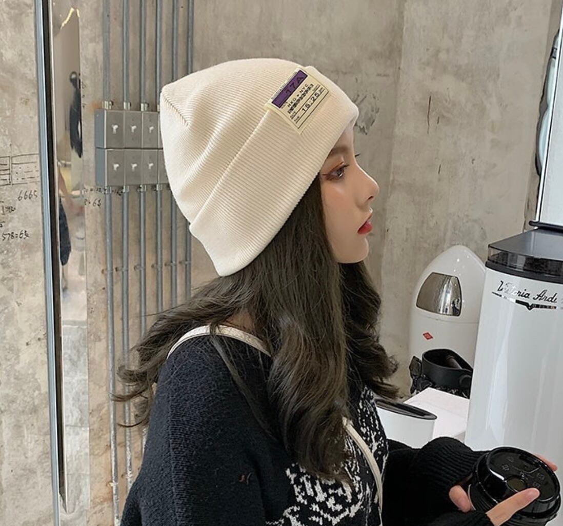 定番 ニット帽 ビーニー ロゴ タグ シンプル カジュアル ストリート メンズライク 学生 お揃い ベーシックカラー 着回し抜群 Lamitte Deco トレンド 韓国ファッション ショップ Base店
