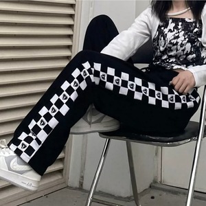 【ホワイト即納 / 予約】2c's heart-block checkered casual sweatpants