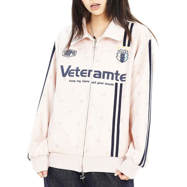 スターパターンレタリングラインジップジャケット 2col   R02609