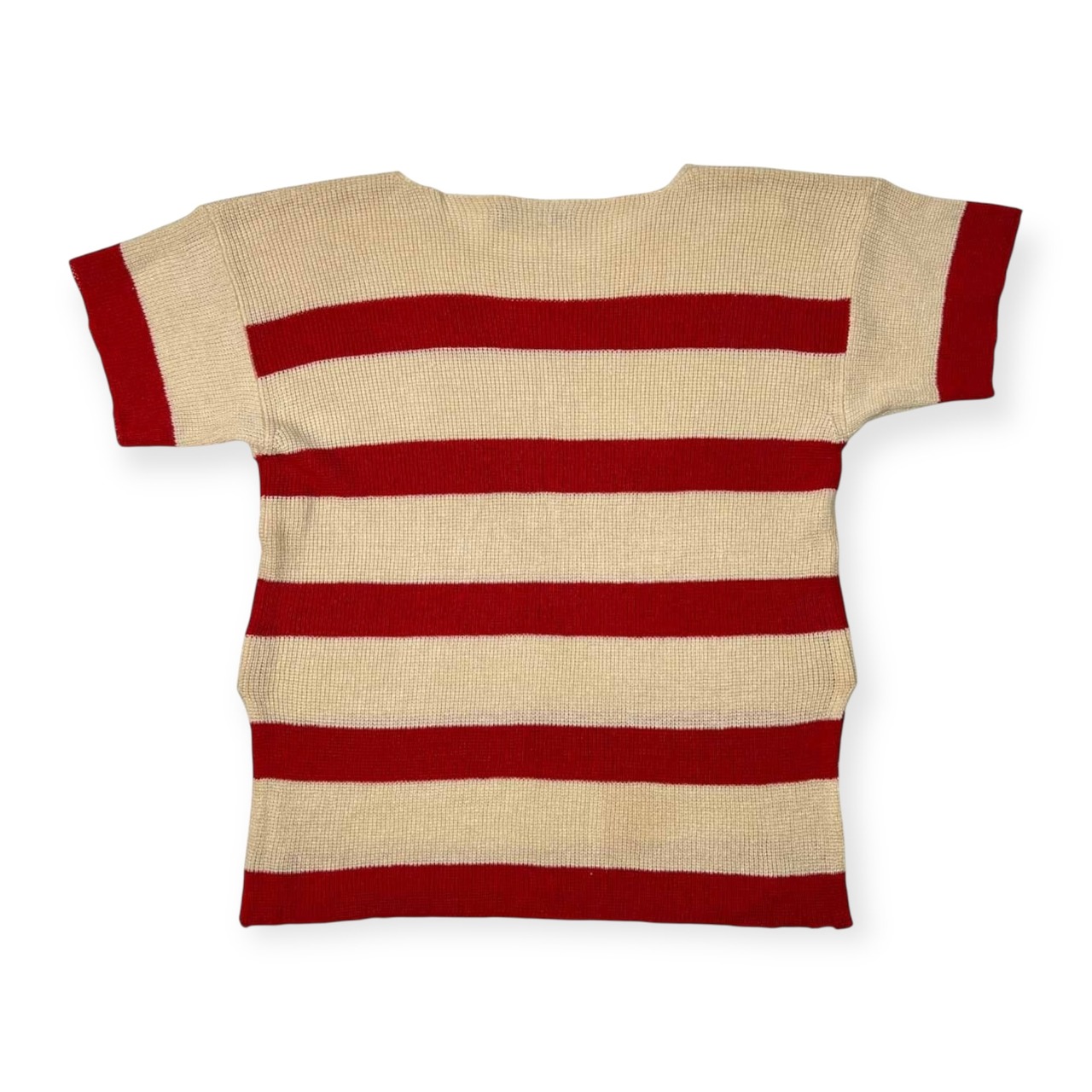 90s Christian Dior クリスチャンディオール ボーダー柄 半袖 リネン ニット セーター M /ビンテージ/麻100%/Y-TK03