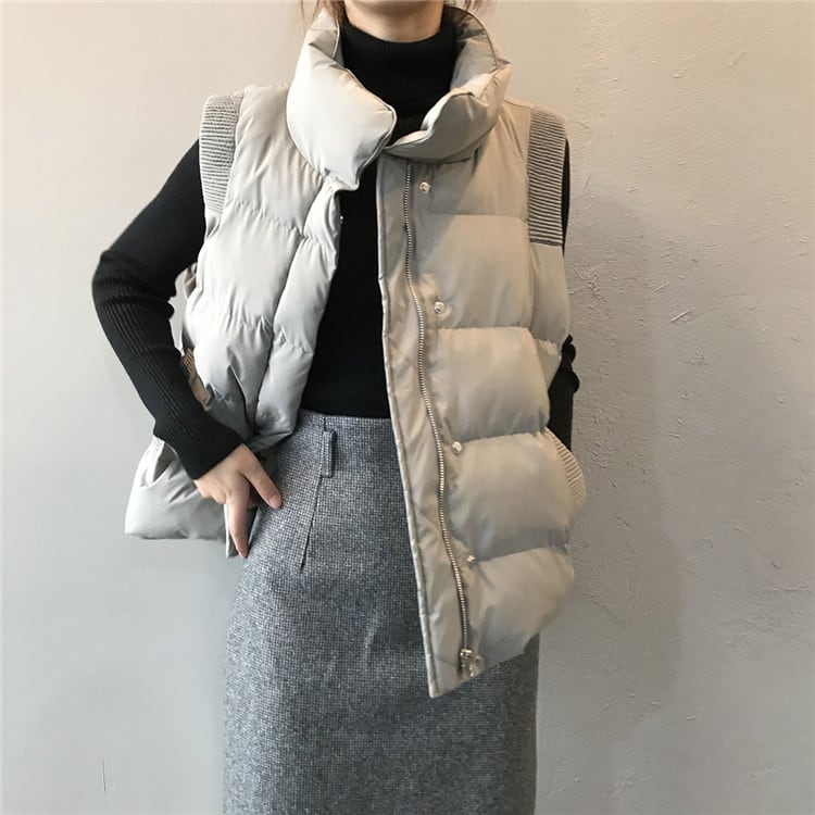 各方面ともよい スタンドカラー コットン ベスト レディース ゆったりする スリム 袖なし 暖かい