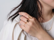S925 SINGLE STONE THIN RING -GOLD RUTILE QUARTZ- 03