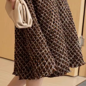 ハイウエストツイードAラインスカート W00965