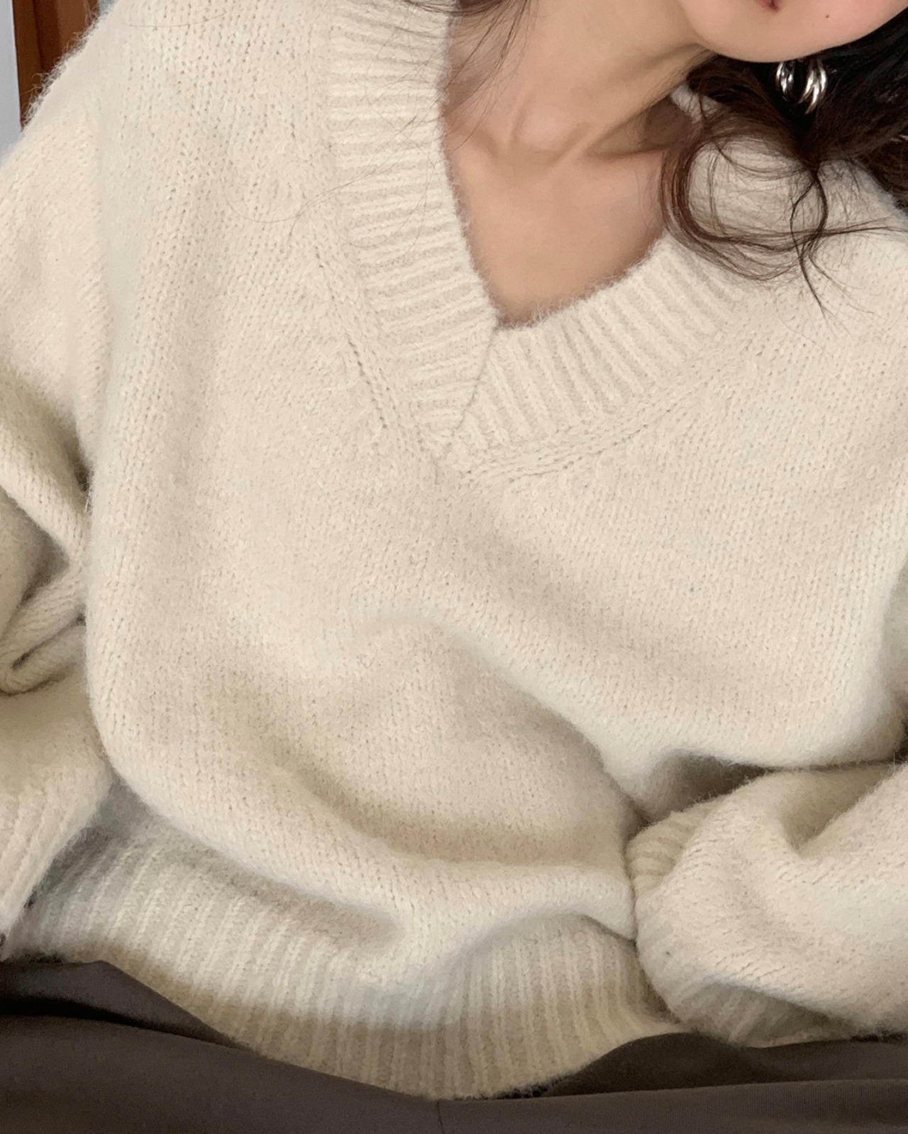 Vneck french loose Sweater T20049